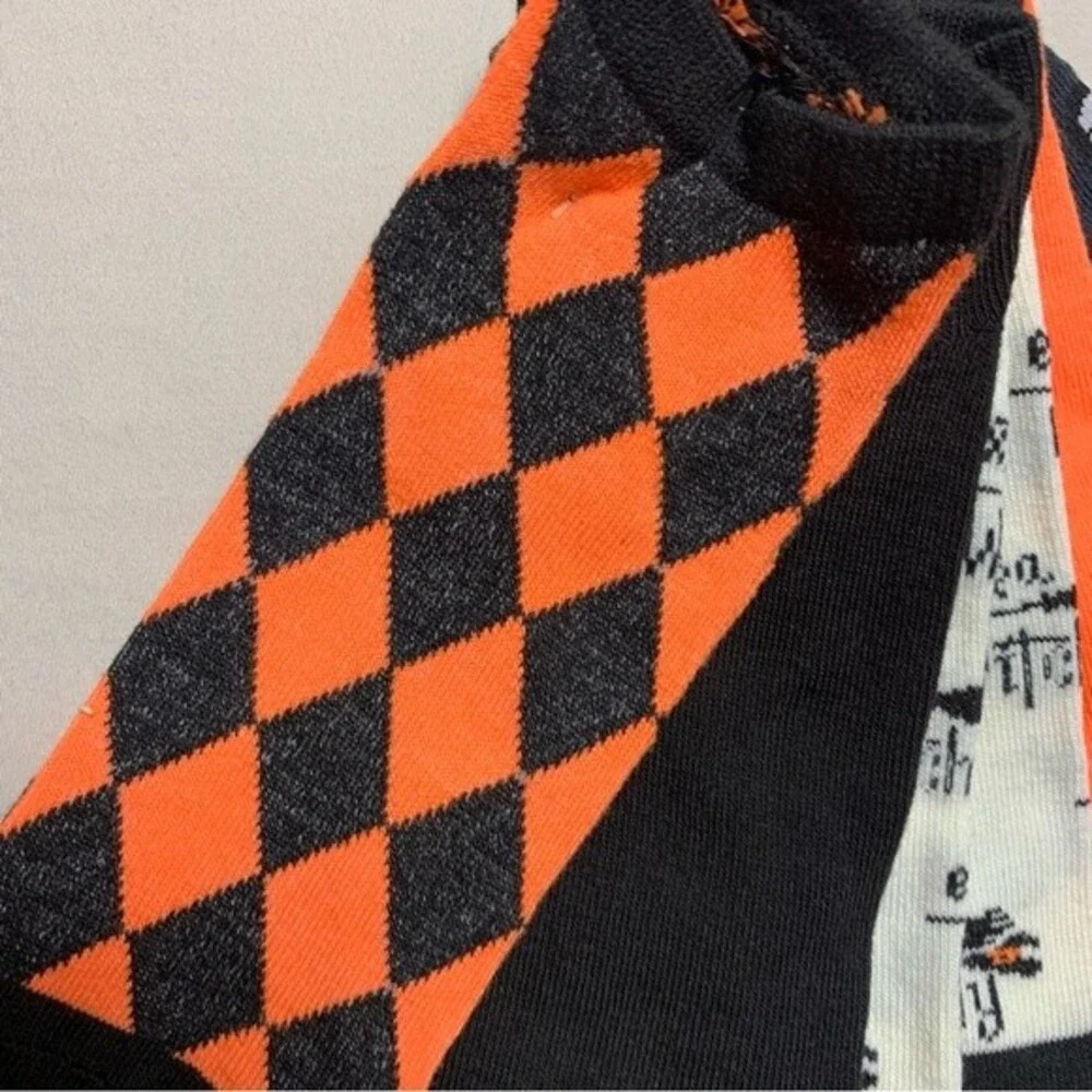 Halloween Fall Girl’s 6-12 Ankle Socks Orange Black Witch Jack O Lantern Pumpkin